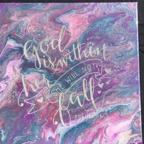 CUSTOM Inspirational Lavender, Teal, Silver 14” Square Acrylic Resin Wall Art - Picture 1 of 1